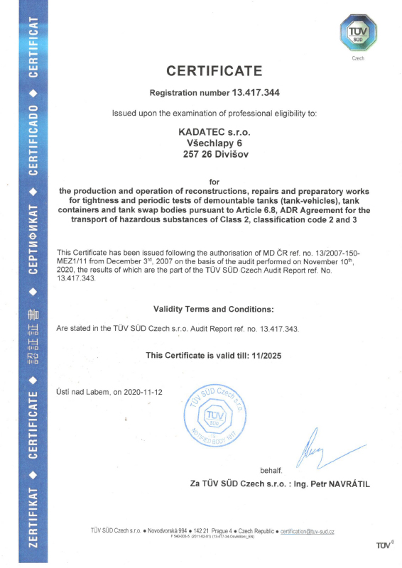 ADR certificate